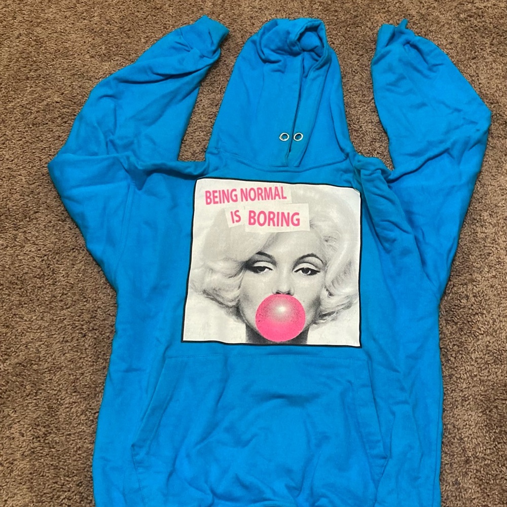 Marilyn Monroe Blue Hoodie with Graphic Print